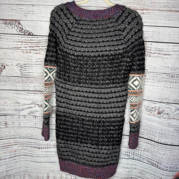 Rag & Bone Wool Alpaca Blend Sweater Dress XS Fair Isle Knit Long Sleeve - Picture 5 of 5